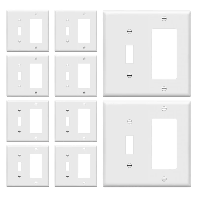 

ABGG-размер, 2-местный, 4,50 x 4,57 дюйма, комбинированный тумблер освещения/декоративный переключатель, настенная панель, американская стандартная розетка