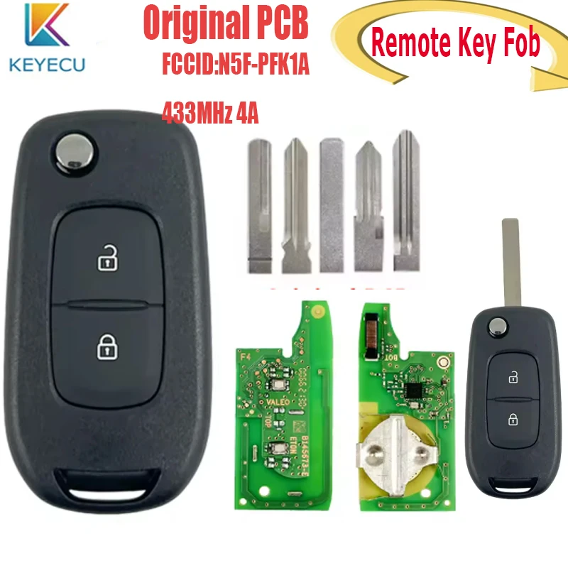 

KEYECU Original PCB Smart Remote Car Key Fob for Renault Logan Duster Sandero Oroch FCCID:N5F-PFK1A IC:3248A-RFK1A 433Mhz 4AChip