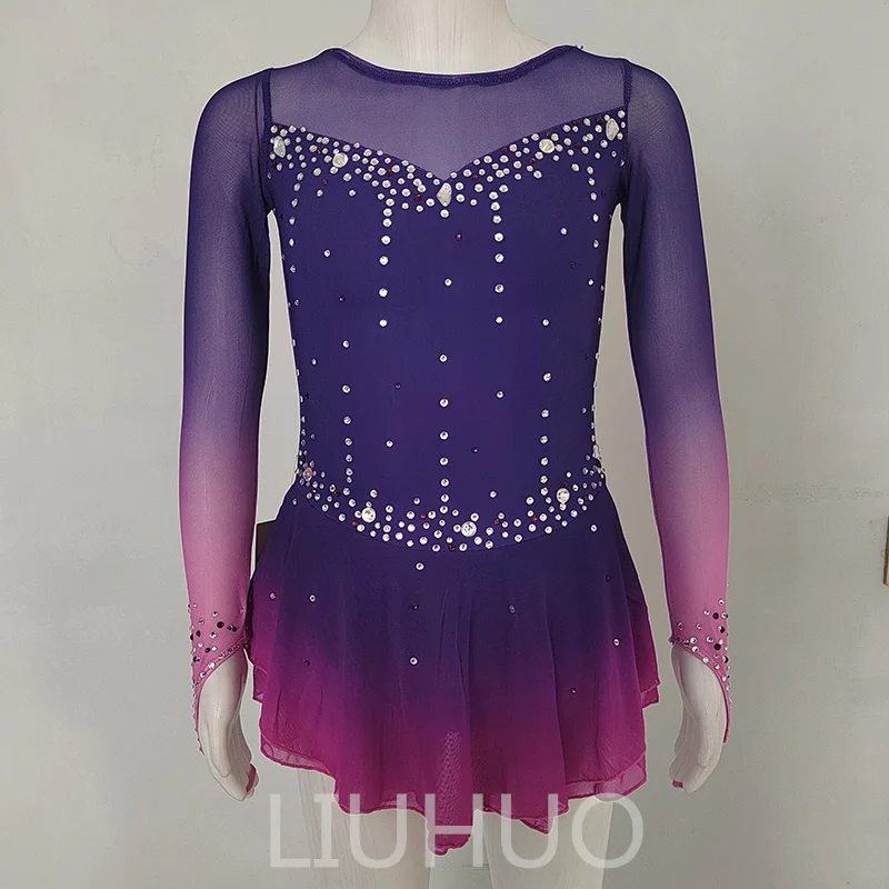 

LIUHUO Figure Skating Performance Clothing Customized Skating Grading Clothing Children's Performance Clothing Purple Gradient