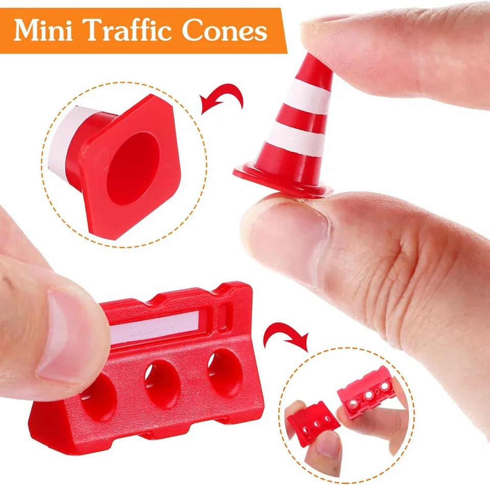 14-Pack Miniature Orange Traffic Cones – Plastic Safety Cones For Training, Sports, Micro Landscape, Sand Table, And Diorama Displays
