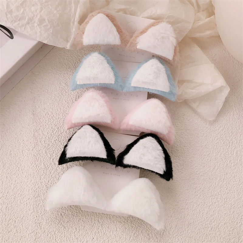 2 قطعة آذان القط أفخم على البخار القط الأذن على شكل الخبز الأطفال مشبك شعر لطيف الكرتون ستيريو كليب فتاة صغيرة إكسسوارات الشعر ل Dail #4