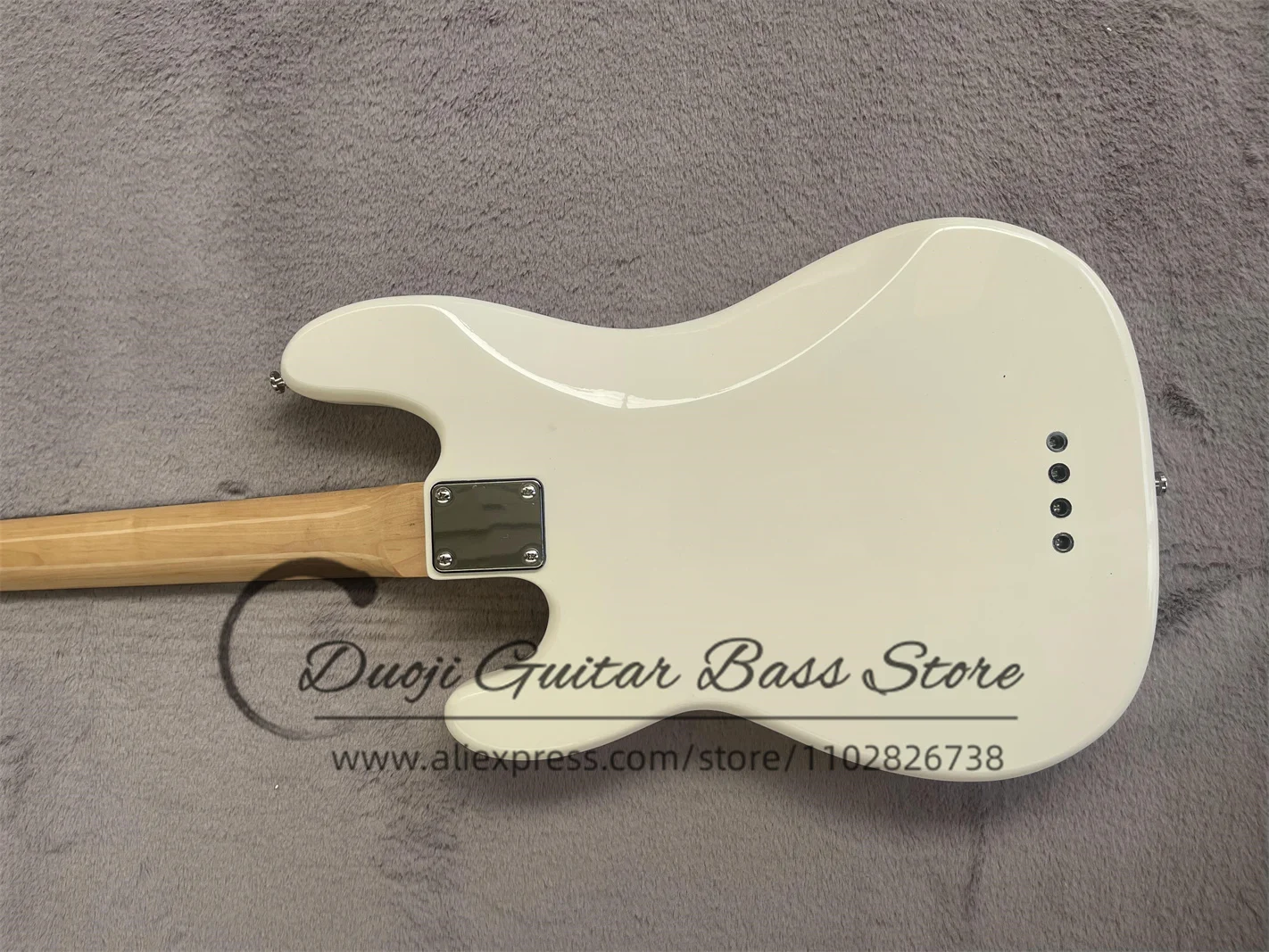 4 String Bass Guitar Cream White Body Maple Neck Rose Wood Fingerboard Milk Green Guard Fixed Bridge