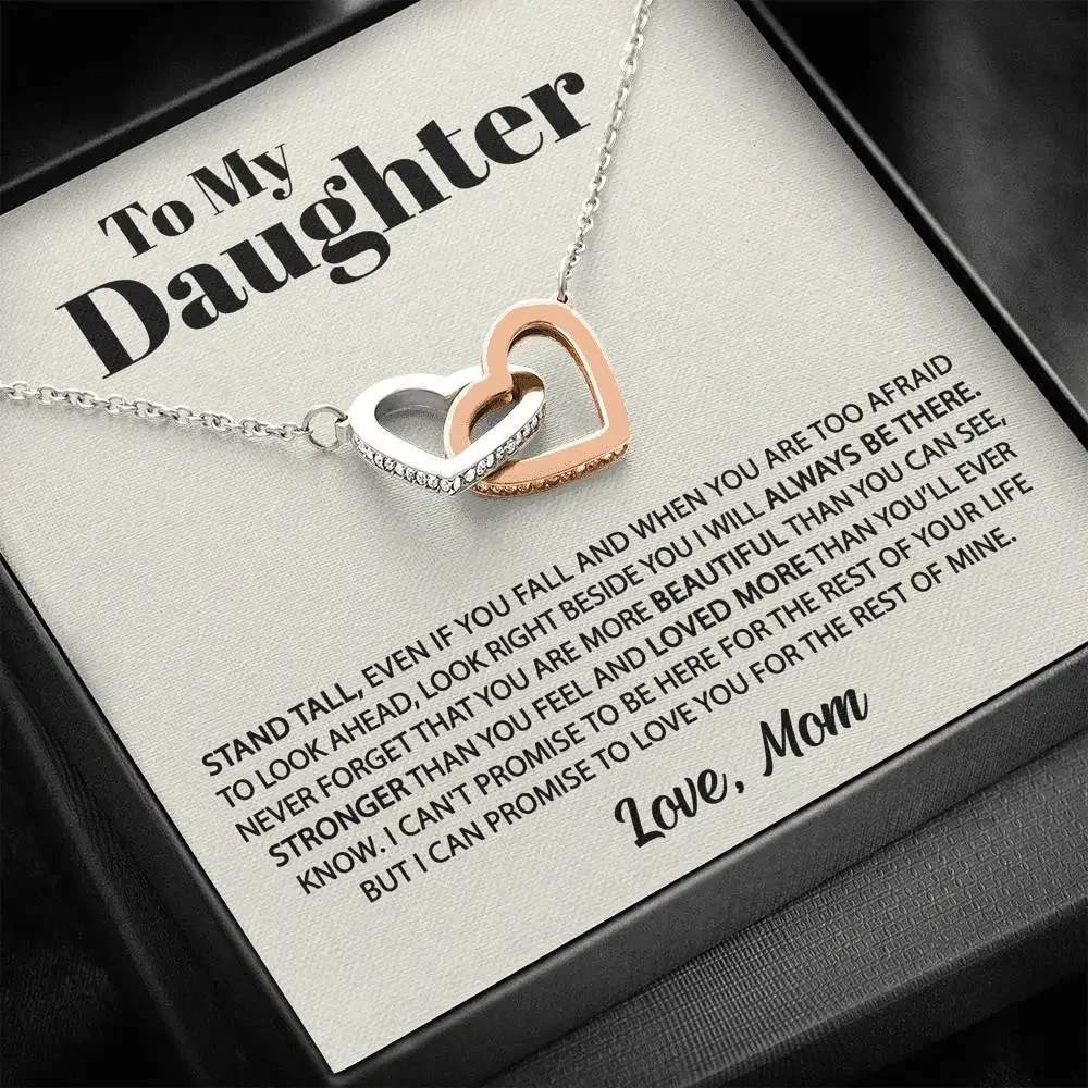 Gift For Daughter Girl From Mom New Fashion Jewelry Women Necklaces Love Double Heart Pendant Necklace for Birthday Dropshipping