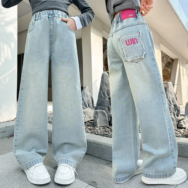

Girls' Jeans Spring and Autumn Style2025New children's straight-leg pants casual loose wide-leg pants