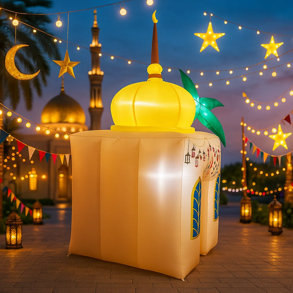 2.4M/7.8FT 무슬림 라마단 이드 풍선 장난감 DIY 축제 건축물 LED 조명 마당 장식 야외 휴일 장식품