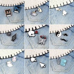 2-3 Pcs Brooches Suit Punk Cool Rose Skeleton Pins Faceless Men White Ghost Enamel Pin Funny Gossip Tai Chi Beard Badges Jewelry