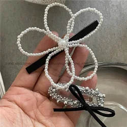 Korean Style New Large Imitation Pearl Flower Duckbill Clip Side Bang Clip Silver Oval Butterfly Barrettes Side Clip