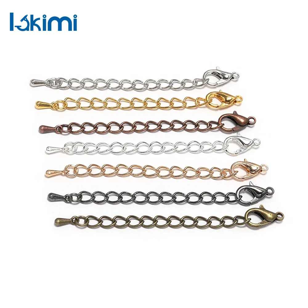 20 pieces/batch, 50/70 mm, single color extended tail chain lobster buckle connector LK-AA639