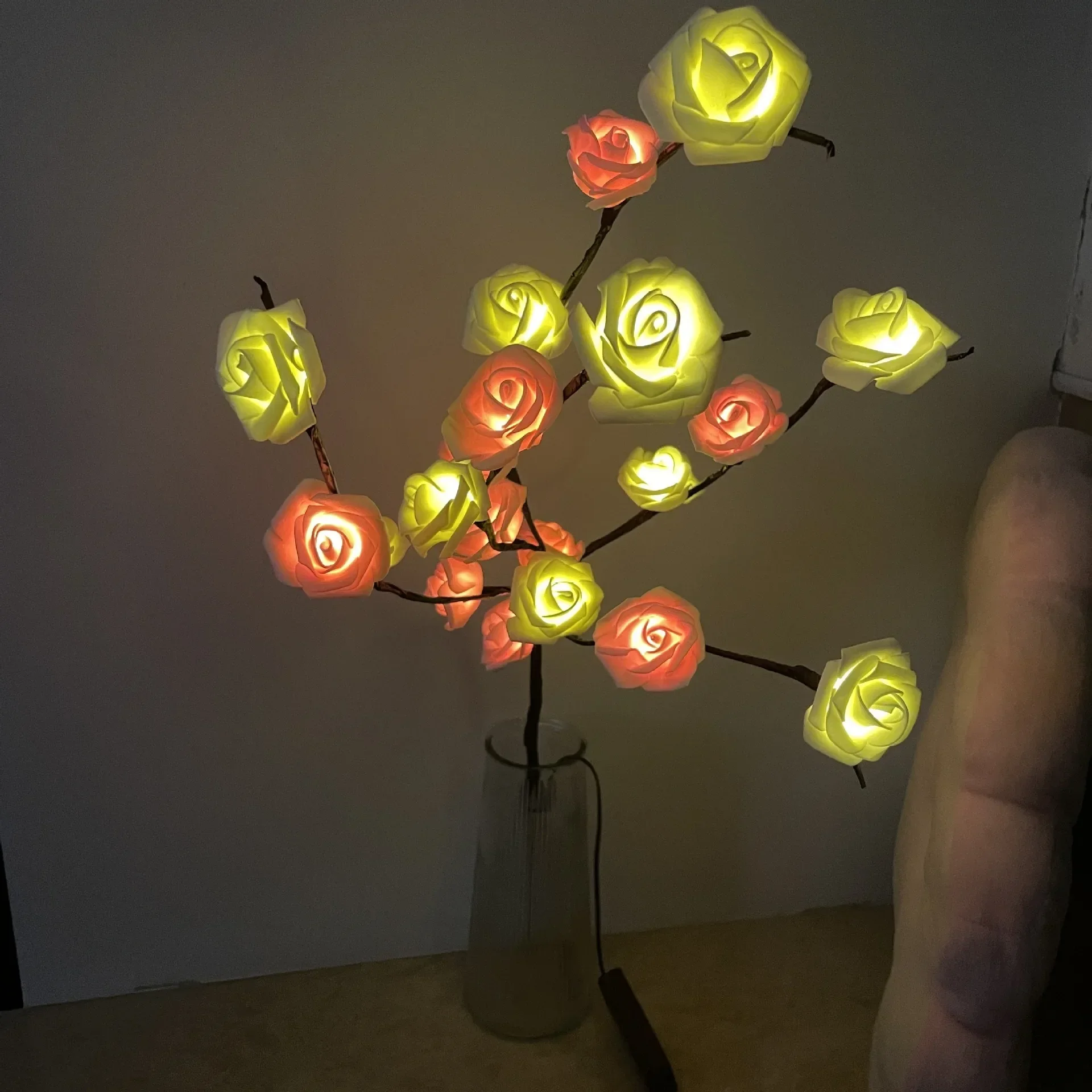 Veilleuse LED Qingba créative pour chambre à coucher, guirxiété lumineuse décorative, simulation de branche, lumières colorées