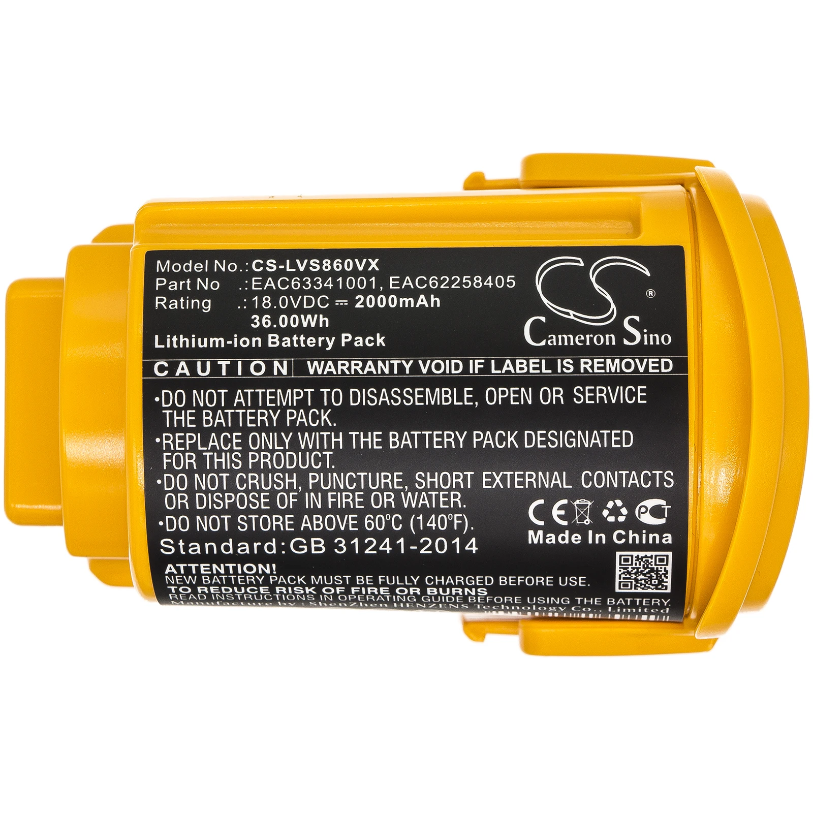 CS แบตเตอรี่สูญญากาศสำหรับ LG LG VS8603SWM VS8707SWM 605SWM 708SWM 401SCW 400SCW 511CDB 511LDB RDB เหมาะกับ EAC62258401 58403 58405