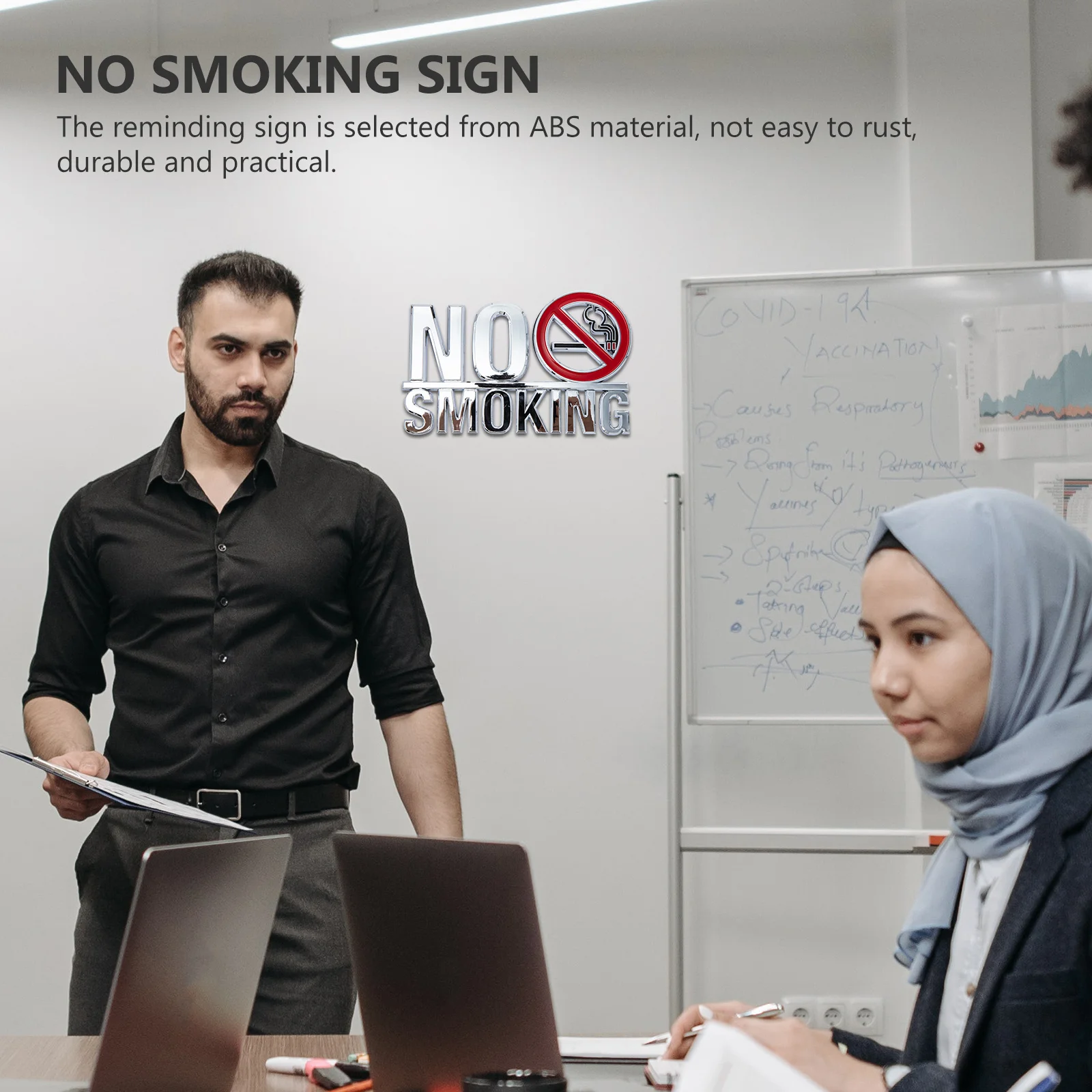 

No Smoking Sign Wall Sticker Smooth Surface Durable ABS for Restaurant Hotel Office Lounge No Smoking Sign Non-Smoking Signs