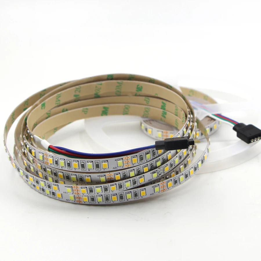 Dual Color CRI 80 SMD2835 CCT Dimmable LED Strip Light DC 12V 24V WW CW Color Temperature Adjustable Flexible LED Tape Ribbon 5m