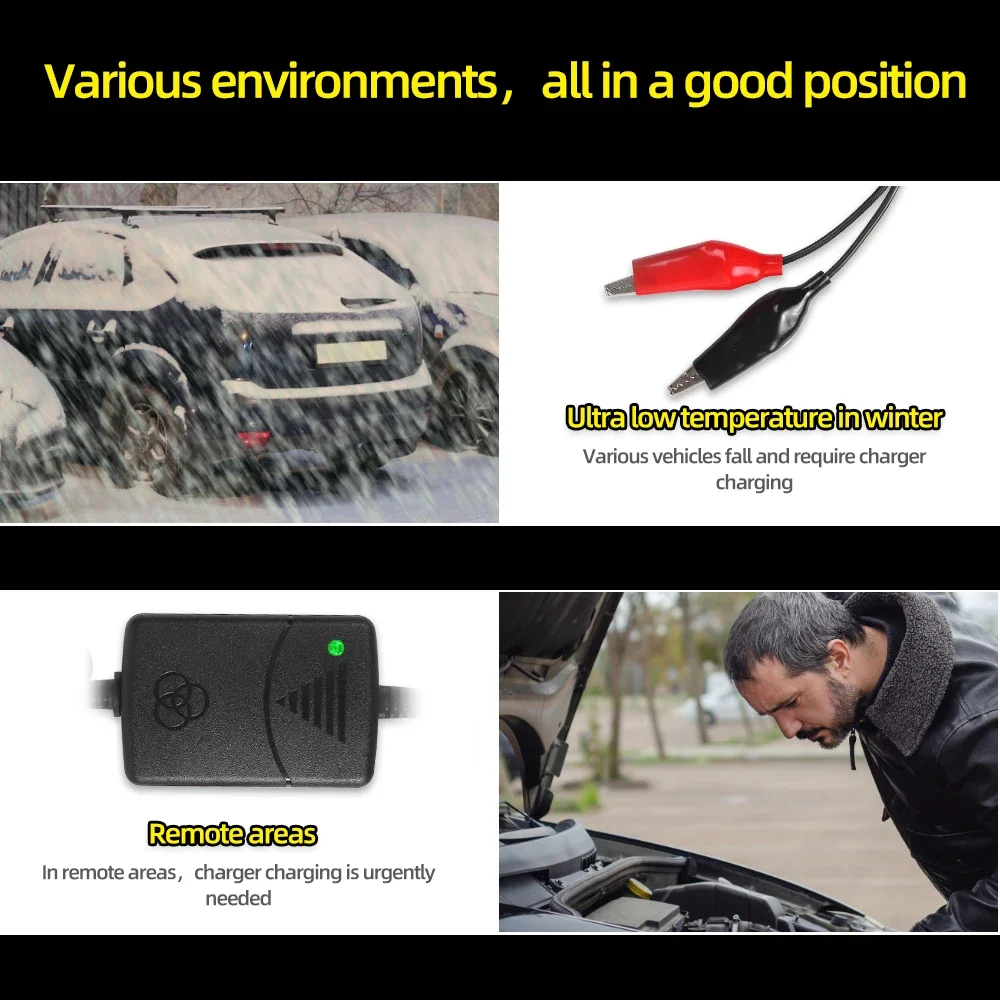 12V 1300Ma Smart Battery Charger Rechargeable for Sealed Lead Acidc Per For Car Truck Motorcycle Electric Toys AU UK EU US Plug