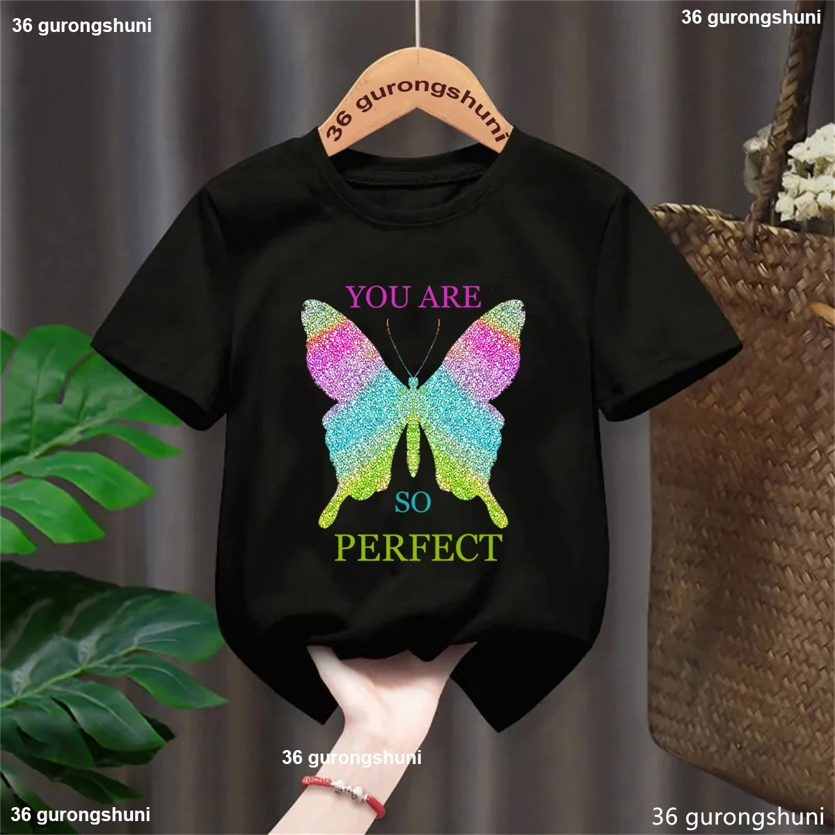 

You Are So Perfect Rainbow Butterfly Printed Tshirt Girls Watercolor Toddler Kids Clothes Funny Fashuion T-Shirt Tops