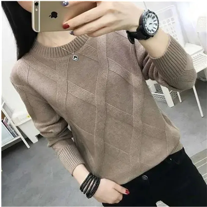 O-Neck Loose Knit Pullover Women Sweater Long-Sleeve Tops 2023 Spring Autumn Fashion Pullover Casual Female Clothing