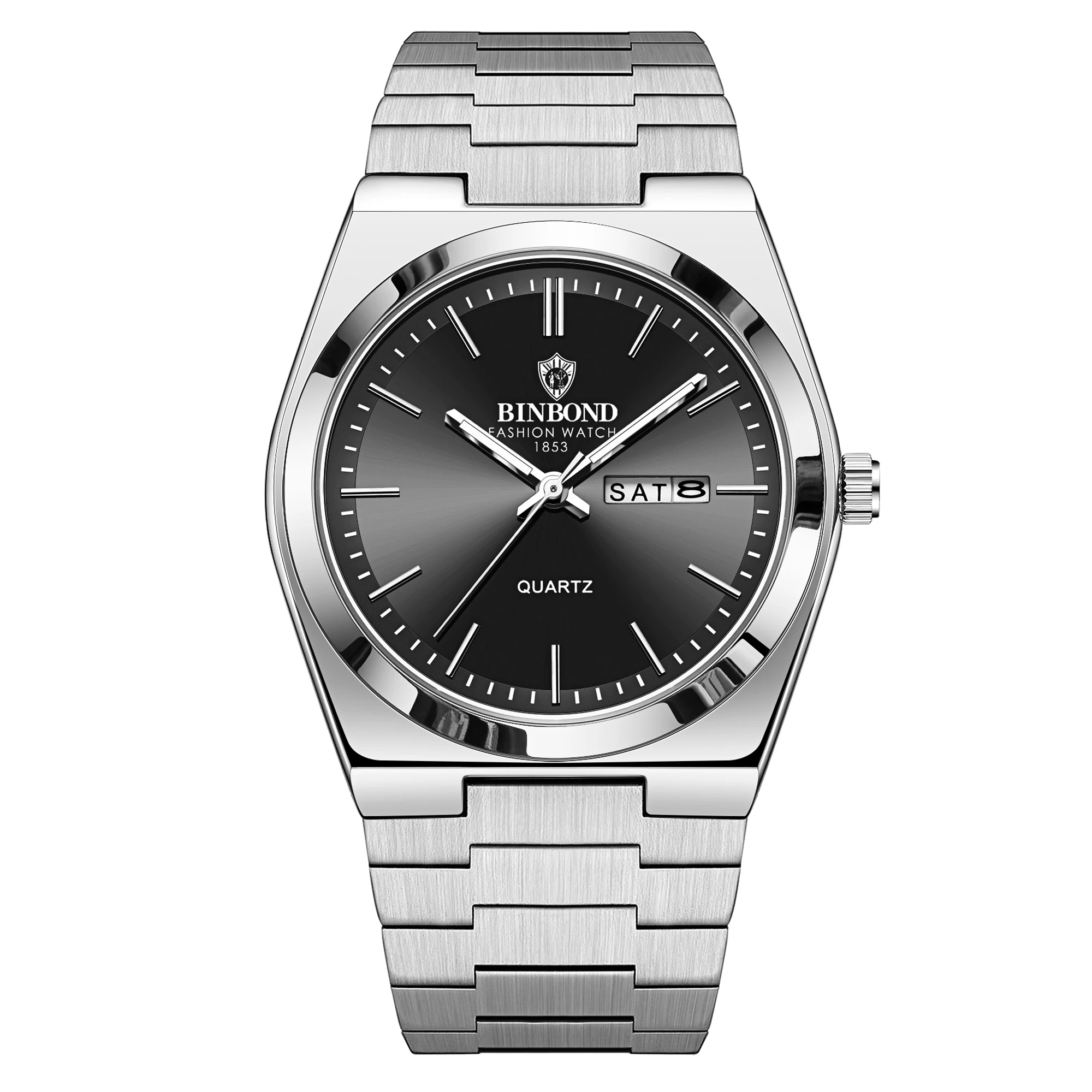 BINBOND Original Herren-Quarz-Armbanduhr, luxuriös, leuchtend, wasserdicht, mit Wochenanzeige und automatischer Datumsfunktion, lässig, präzise
