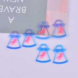 6pcs/pack Fashion Spaceship  Man Acrylic Charms Pendant for Jewelry Making Craft DIY