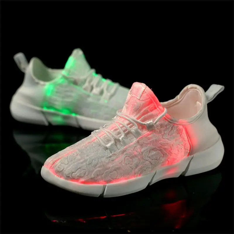 Women Men Flashing Luminous Trainers USB Charging Fiber Optic LED Light Up Shoes For Festivals Christmas