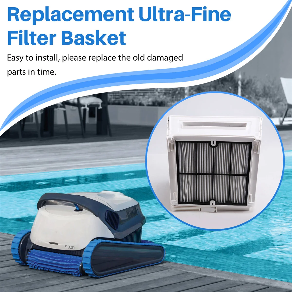 RIRI 9991458 -R1 Корзина с ультратонким фильтром для роботов-пылесосов для бассейна, Active 20, Explorer E30, M600, Proteus DX4, Triton PS
