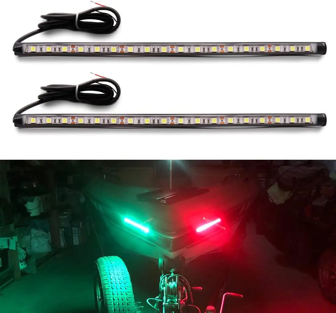 ナビゲーションライト-ledバウライト、緑と赤、夜釣り用、デッキip67防水、ポンツーン、ディンギー、カヤック、ジョンボート、ヨット用