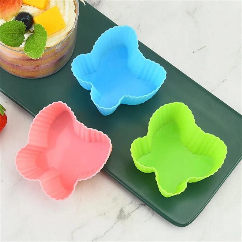 Moules à muffins en silicone papillon réutilisables, doublures de gâteau Chi, moules à gâteau colorés, outil de cuisson bricolage, tasse à muffins, 2 pièces