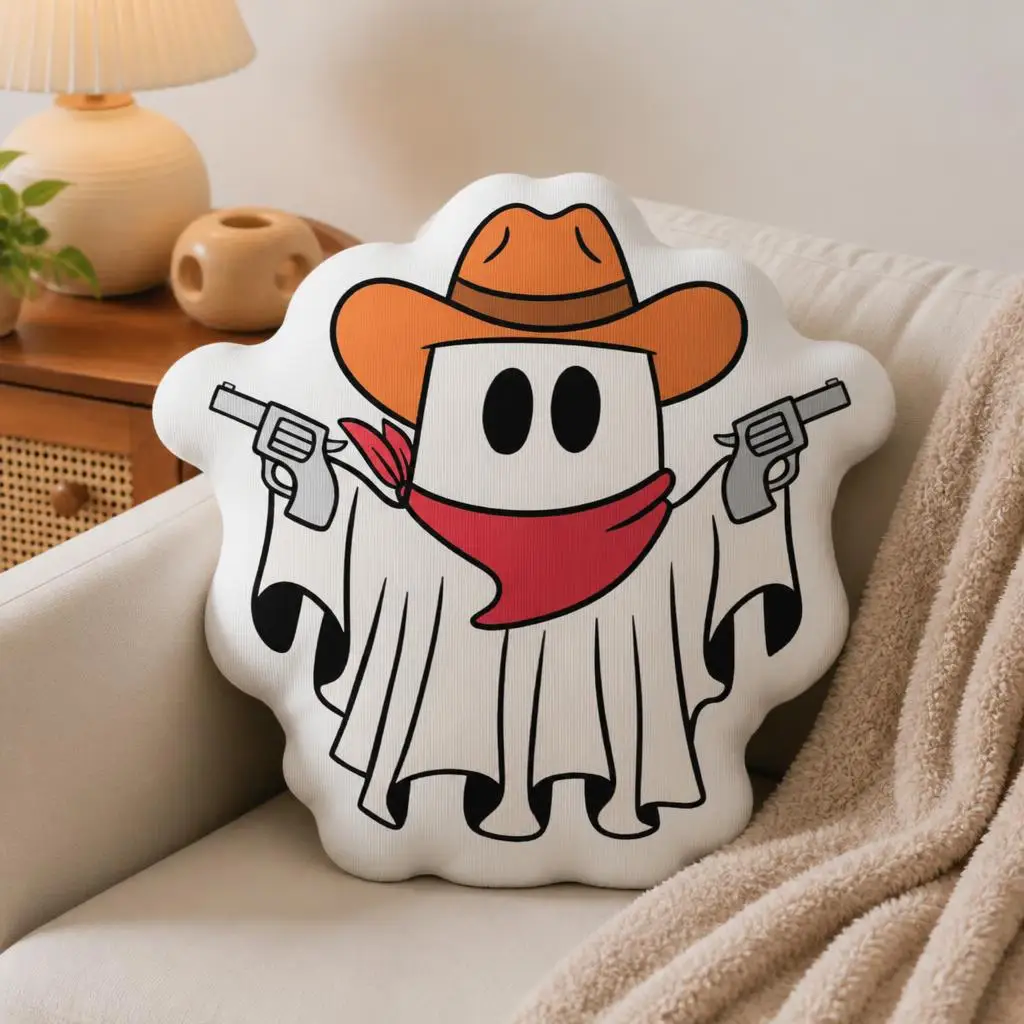 Cowboy Ghost Halloween Plush Pillow Cushion Irregular Stuffed Throw Pillow Home Decor Gift Sofa Bed Couch