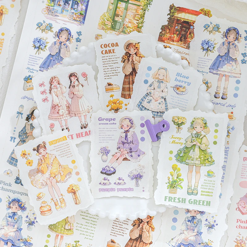 50 مللي متر * 2 متر منتصف الصيف حلم سلسلة Kawaii Ins لطيف فتاة صغيرة الحيوانات الأليفة ملصقات الإبداعية الكولاج الديكور DIY بها بنفسك سجل القصاصات لوازم