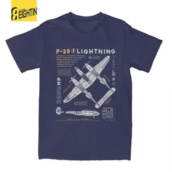 P-38 Airplane Spitfire Retro Pilot T Shirt Men's 100% Cotton Funny T-Shirt O Neck Tee Shirt Short Sleeve Clothes Printing