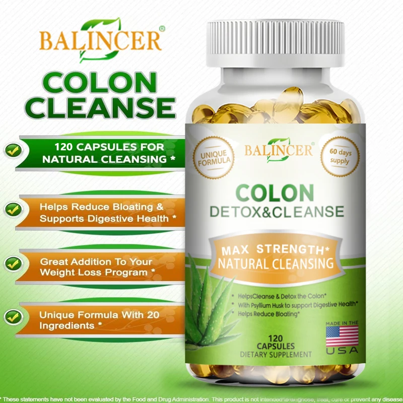 مكمل Balincer Cleanse and Detox - يدعم تنظيف الأمعاء وصحة الجهاز الهضمي للرجال والنساء، 120 كبسولة