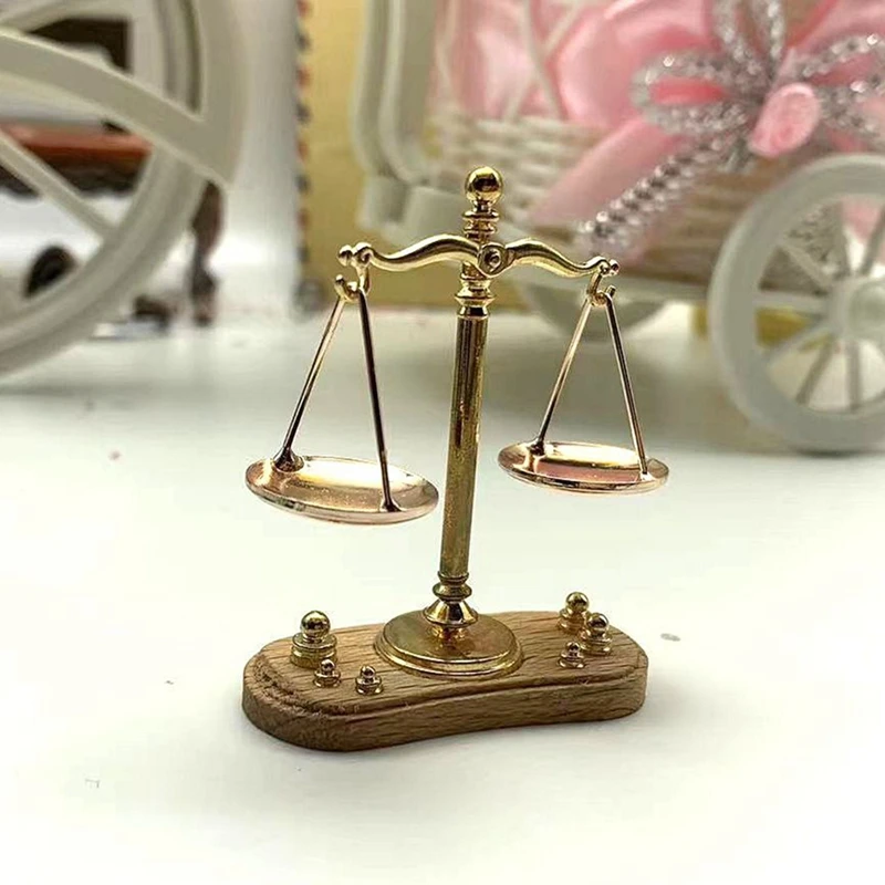 ABYN-2X Vintage Balance Scales Ornament Miniature Accessories Metal Antique Justice Scale Model Home Office