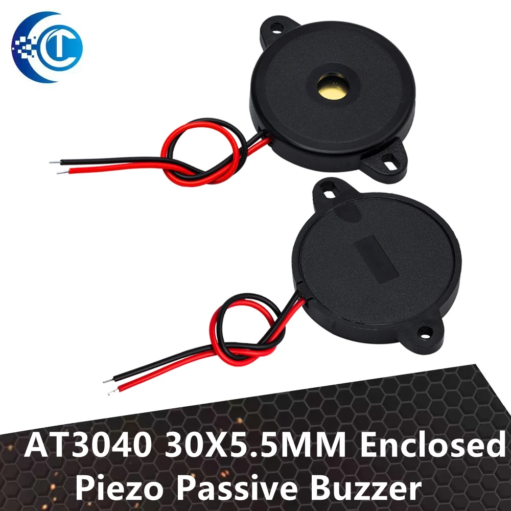 30X5.5MM Enclosed Piezo Passive Buzzer Element W/Wires AT3040