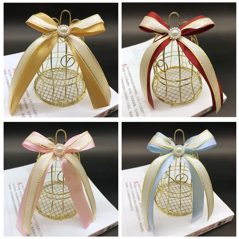 10/20pcs Golden Wedding Candy Box Bird Cage Shape Iron Packaging Candy Box European Style Wedding Engagement Supplies
