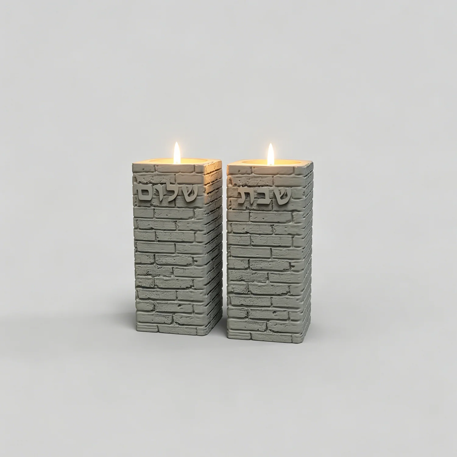 Silicone Mold For Jerusalem Brick Shabbat Candlestick, Multi-function Hebrew Tealight Holder Silicone Mould for Concrete Gypsum