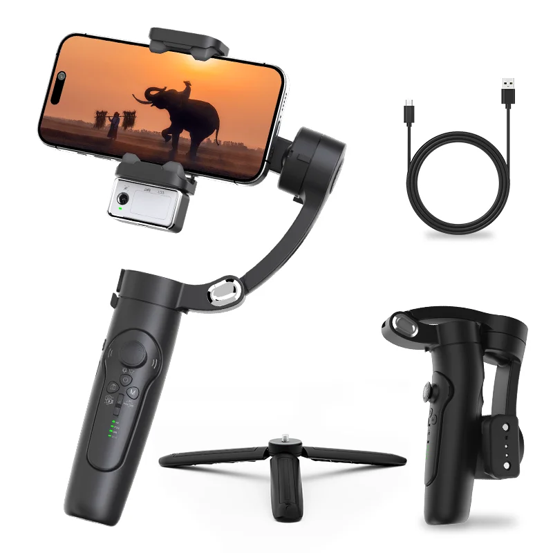 Outdoor 3 Axis Handheld Gimbal Stabilizer for Smartphone with Fill Light Face Tracking Anti Shake Video Record for Xiaomi iPhone