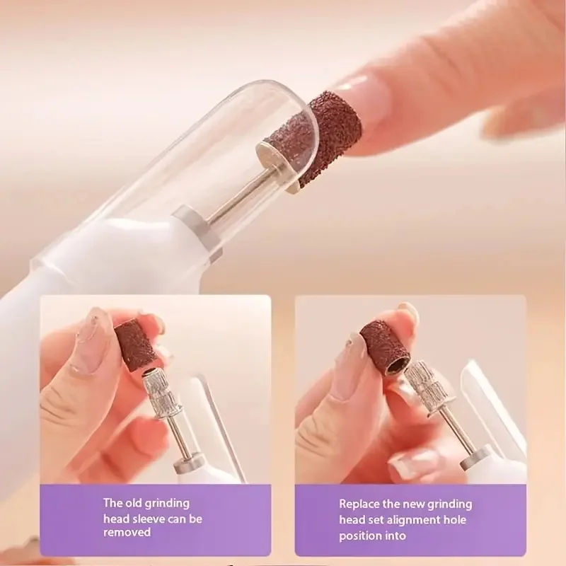 CALIYI 2 in 1 USB Cordless Electric Nail File Set with UV Lamp Light For Nail Art Manicure Pedicure Polishing Tools