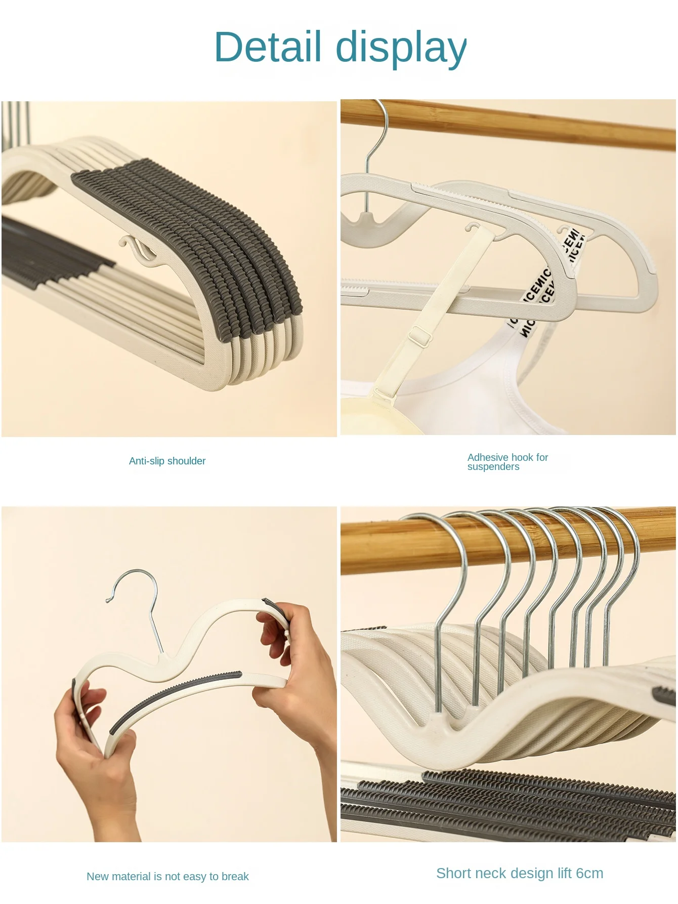 10pcs Non-Slip Plastic Hangers - Versatile, Traceless Design For Clothes, Bras & More - Ideal For Home Storage & Retail Display