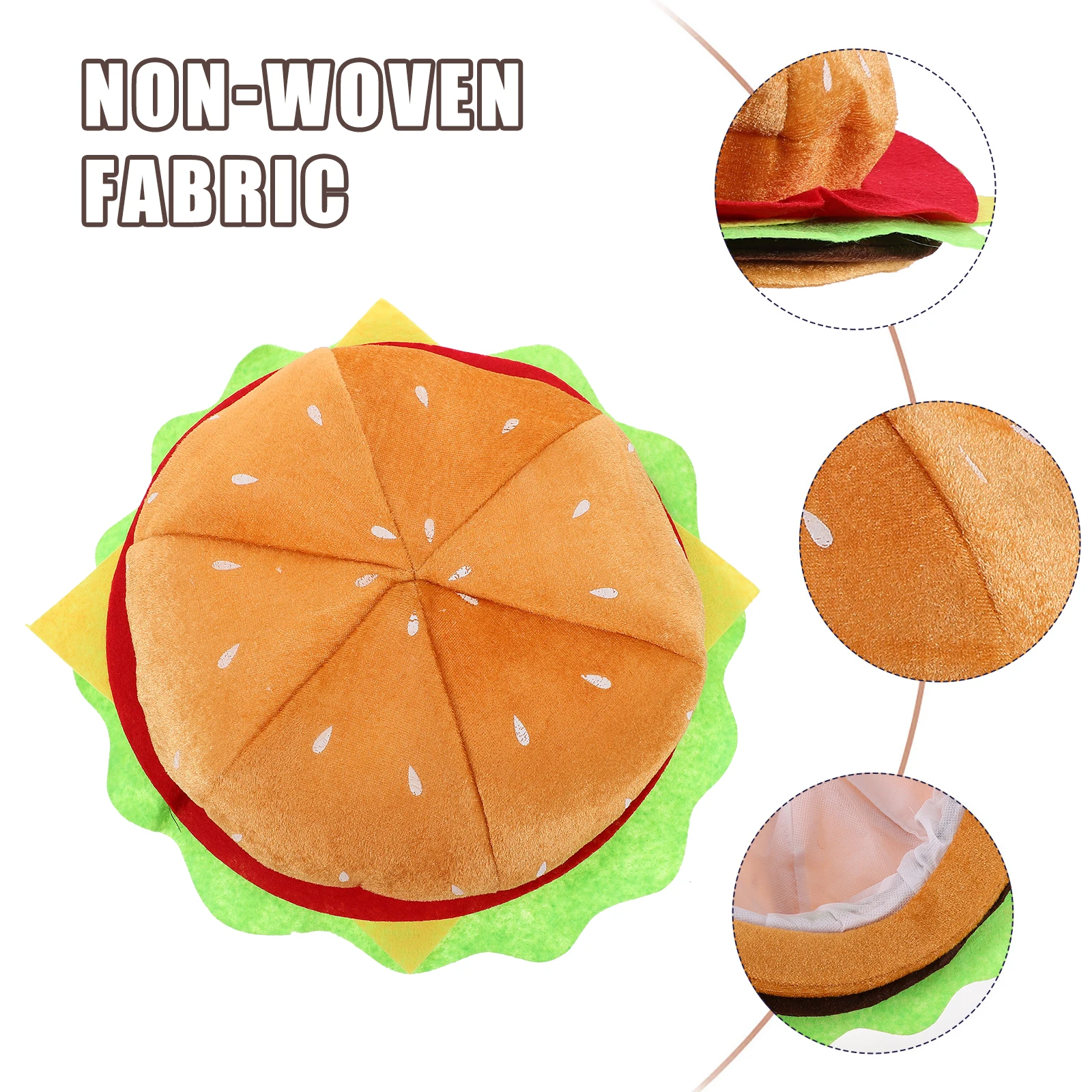 

Funny Hamburger Cartoon Burger Hat Prop Party Costume Adult Bright Lightweight Comfortable Skin-Friendly Soft Material