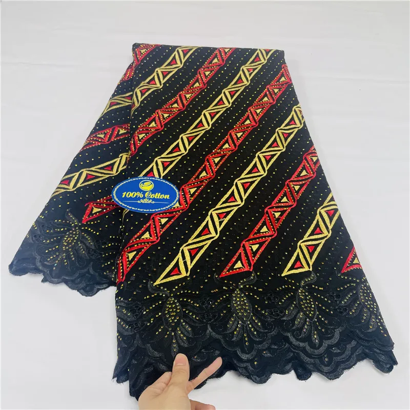 5 Yards African Swiss Voile Lace Fabric Embroidery High Quality With Stones Dry lace 100% Cotton For Wedding  29L882902