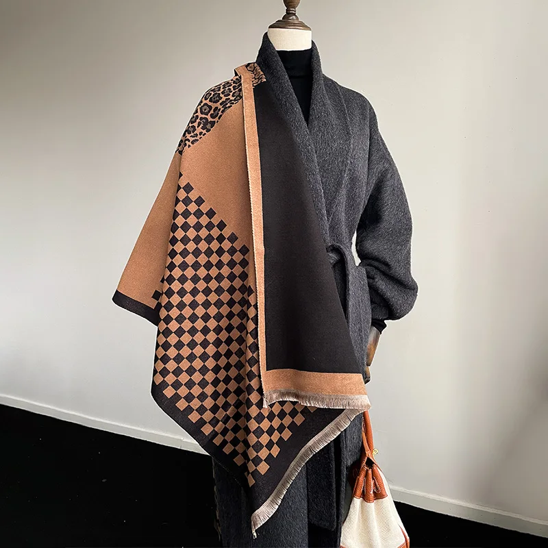 New Design Winter Two-Sided Jacquard Cashmere Scarves High Quality Women Thicken Wrap Plaid Shawl Ladies Wool Pashmina Scarf