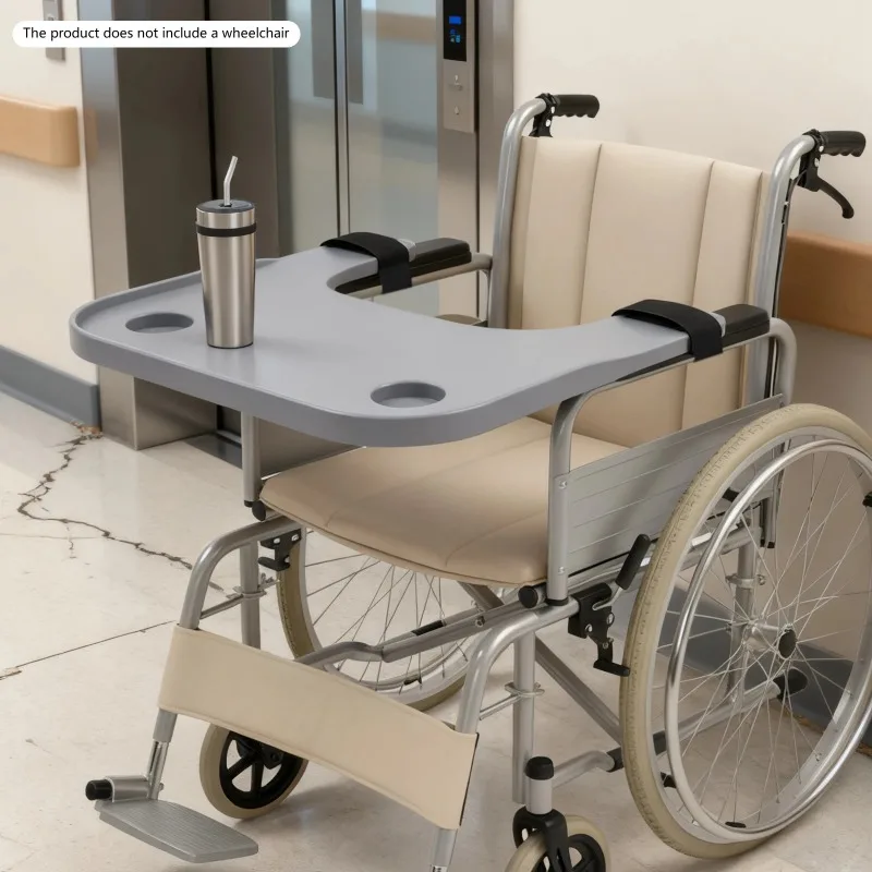 Durable Wheelchair Table Board Detachable Wheelchair Tray with Cup Holder Wheelchair Tray Table for Eat, Write 4