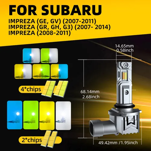 Imagen 2 del producto 2 uds bombillas LED de luz antiniebla delantera para coche interruptor de doble Color sin Error para Subaru IMPREZA GE GV GR GH G3 2007 2008 2009 2010 2011