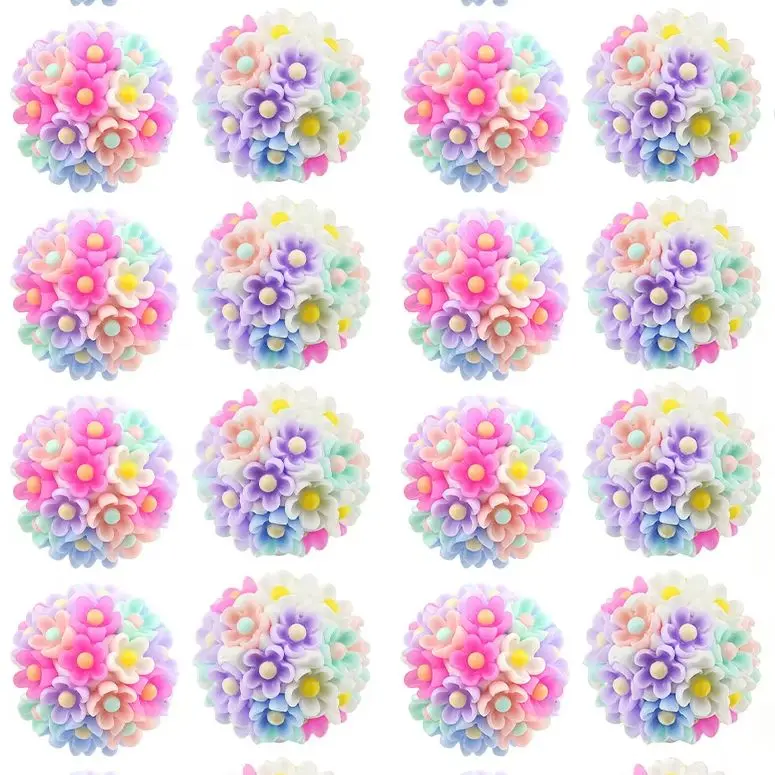 20mm 1/2/3Pcs Color Mixing Little Flower Round Resin Loose Beads for Jewelry Making Bracelet Necklace Keychain DIY Accessories