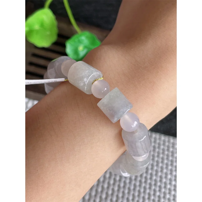 Myanmar Natural a Bracelet Bead Ice-like as Right as Rain Jade 42.24G