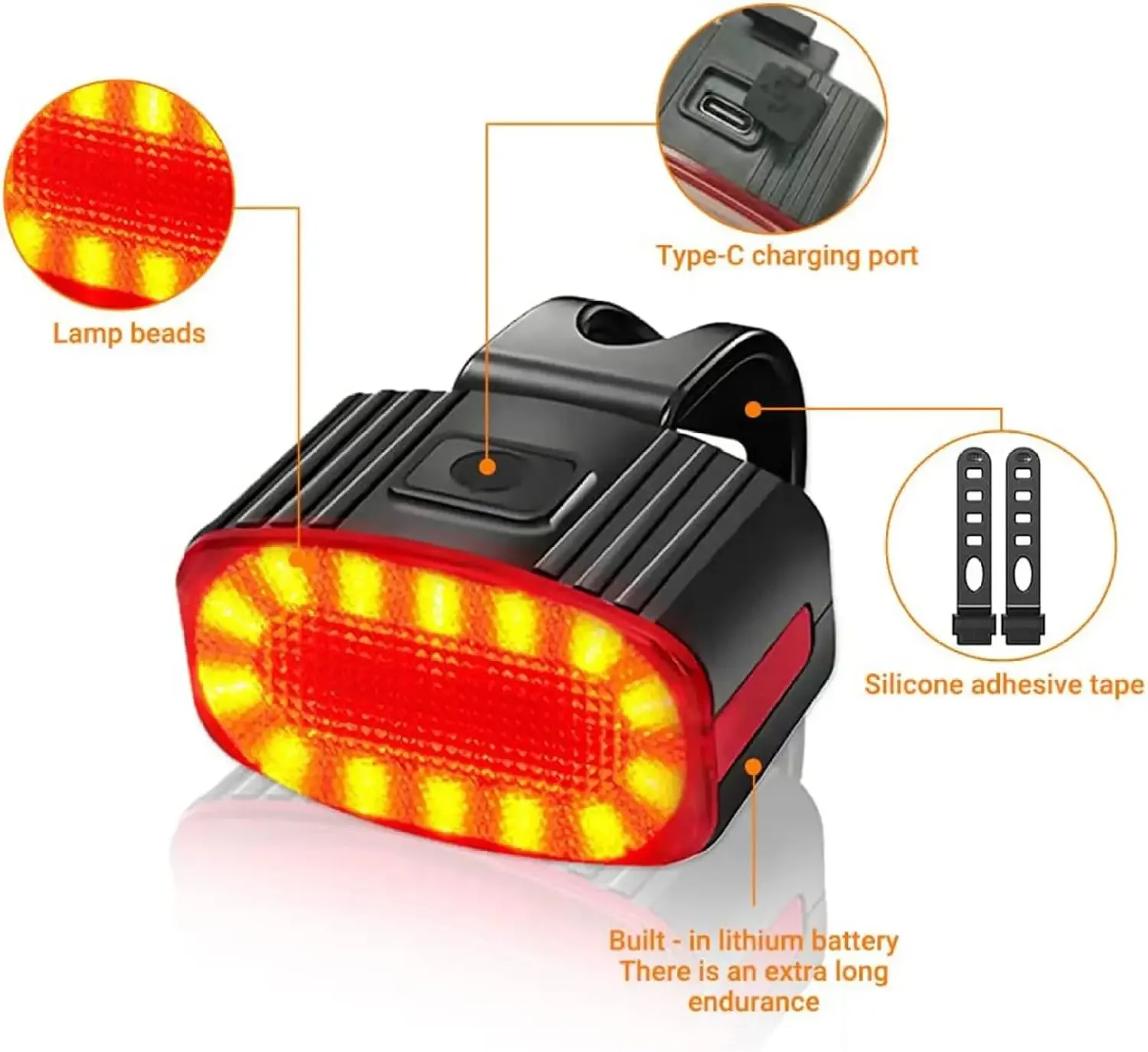 MTB Waterproof Taillight Bike USB Charge Headlight Light 6 Modes Cycling Bicycle Front Rear Light Set LED Lantern Bike Parts