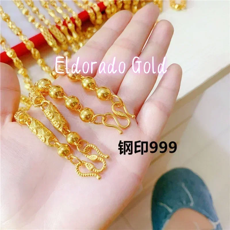 

Eldorado Gold 9999 real gold necklace men's 24 K gold necklace personalized new large thick chain transit necklace