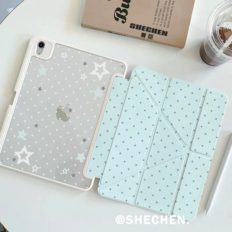 Polka Dots Star Korea ins Y2K Clear Cover For iPad 10th 11th 7/8/9 10.2'' Case For Air 4 5 6 7 11 Air 2 9.7 Pro 11 Mini 5 6 7