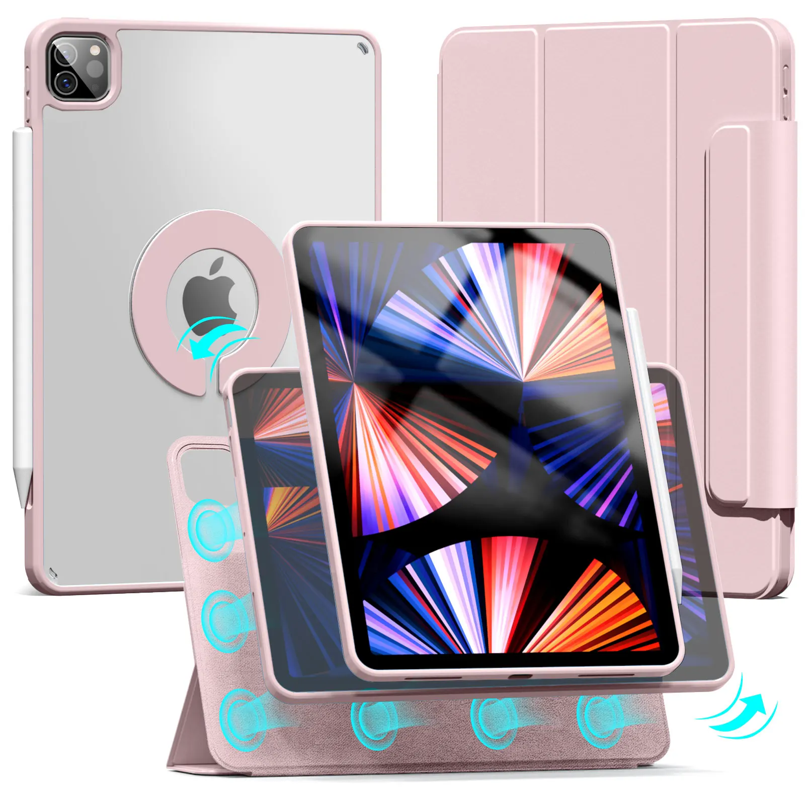 ZOYU iPad Air 4/5 10.9 Pro 11 12.9 インチ磁気ケース、iPad Mini 6