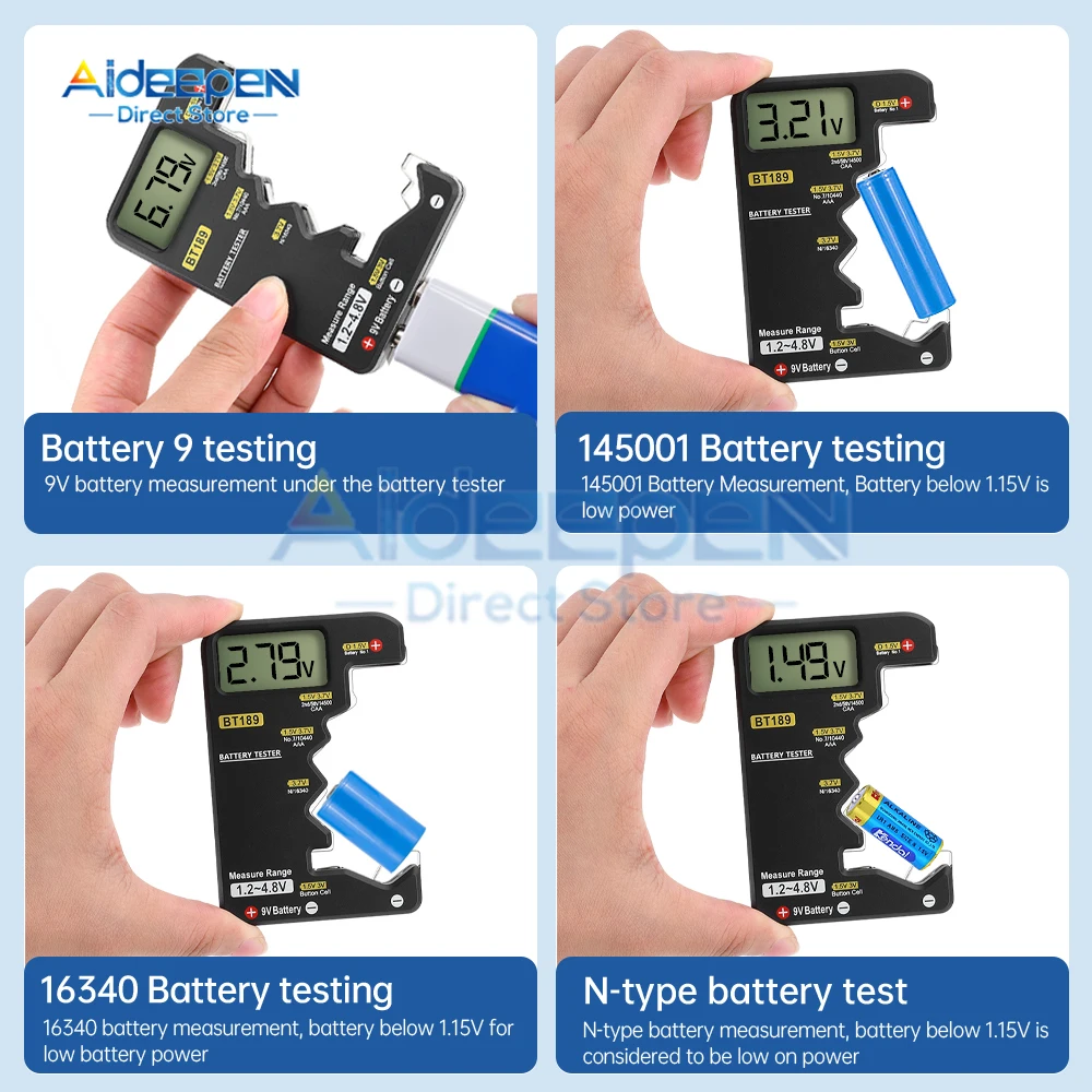 Ultra-small Battery Tester 9V AA AAA Button Cell Universal Household LCD Digital Display Battery Tester Power Bank Detector Tool