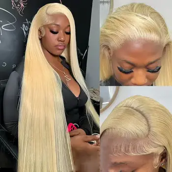 40 50 インチ 613 ブロンド 13 × 7 Hd レースフロントウィッグストレートレースフロントウィッグ人毛 13 × 5 レースフロント人毛ウィッグ女性のための