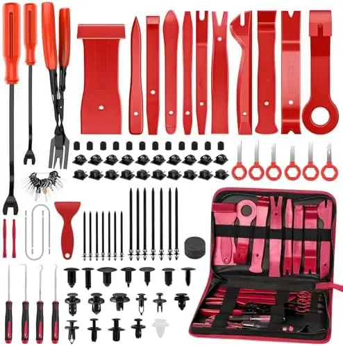 

432Pcs Auto Trim Removal Tool Kit – No Scratch Pry Tools for Car Interior, Dashboard, Radio & Clips – Red